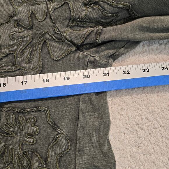 Chico's Full Zip Embroidered Cotton Jacket Chico's Size 1 (S) Moss Green - Picture 6 of 10